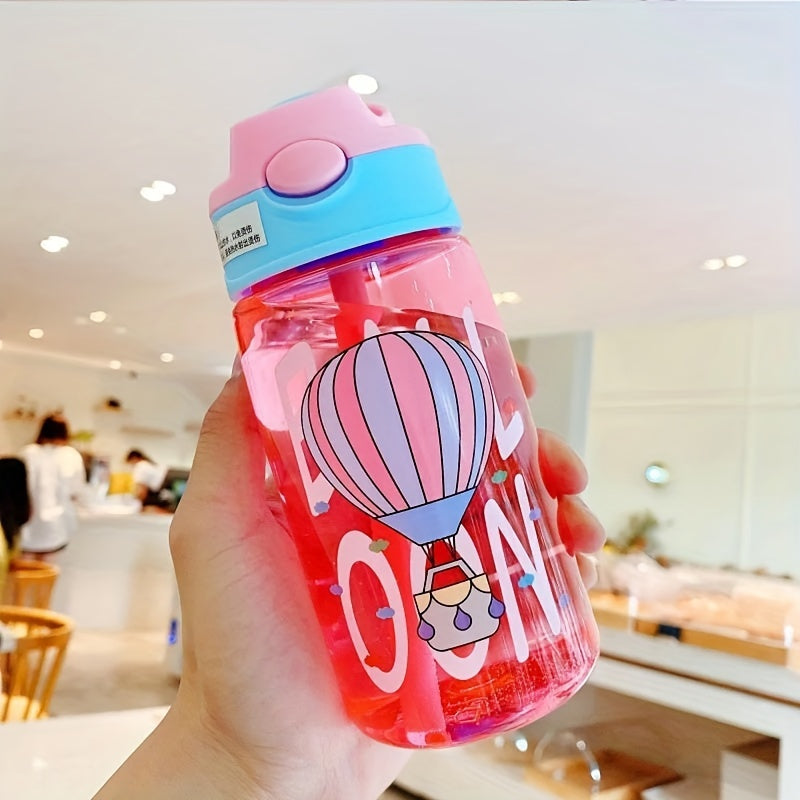 17 oz/500ml flip top water bottle with straw, portable and leakproof for outdoor sports, fitness, and travel.