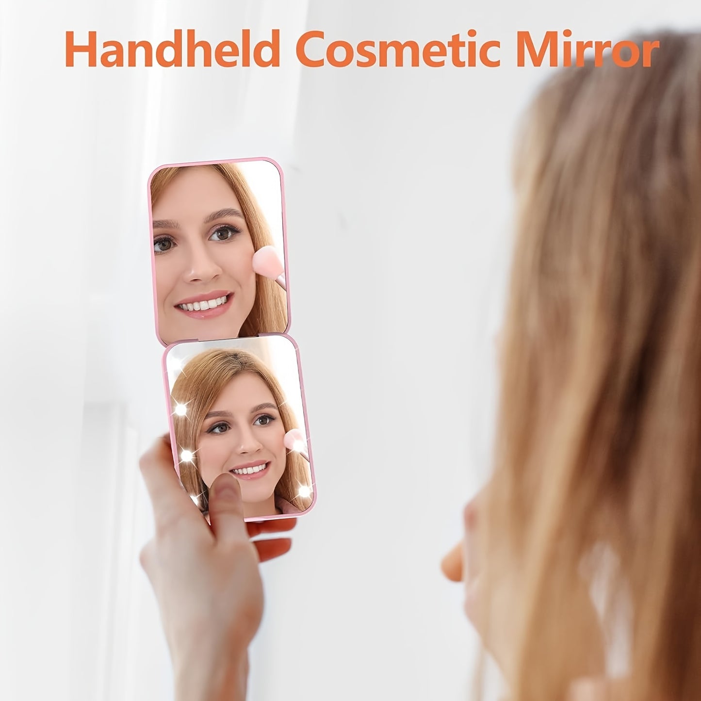 Travel-friendly LED makeup mirror with 1X/3X magnification, double-sided with lights, compact and portable for gifting.