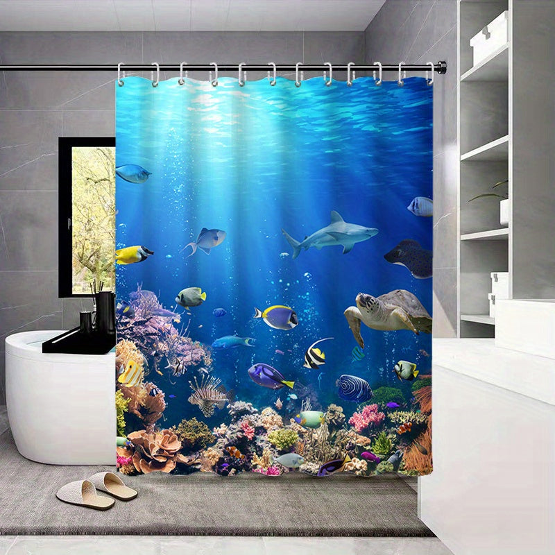 1 Underwater World Digital Printed Shower Curtain for Waterproof Bathroom Decoration