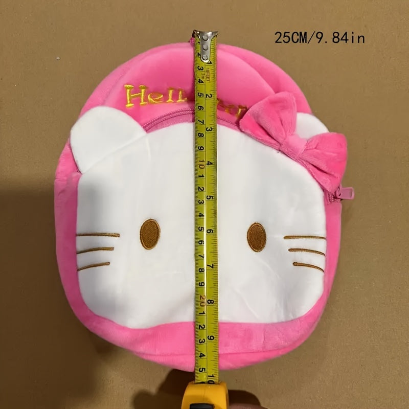 Large SANRIO plush backpack with cute cartoon design, hand-washable and spacious.