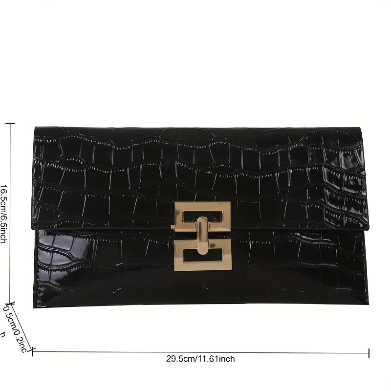 Stone textured clutch made of small synthetic leather, magnetic buckle closure, various colors.