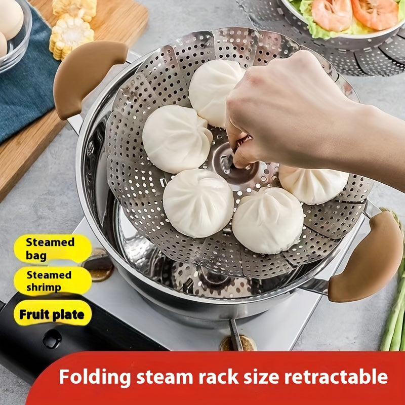 Durable Folding Steamer Basket Made of Stainless Steel - A Versatile Tool for Healthy Cooking in the Kitchen