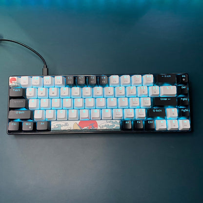 68-key Mechanical Gaming Keyboard with Sea Blue LED Backlight, Hot-Swappable Blue Switches, and Detachable Cable - Ideal for Windows/Mac users. Great for gifting on special occasions.