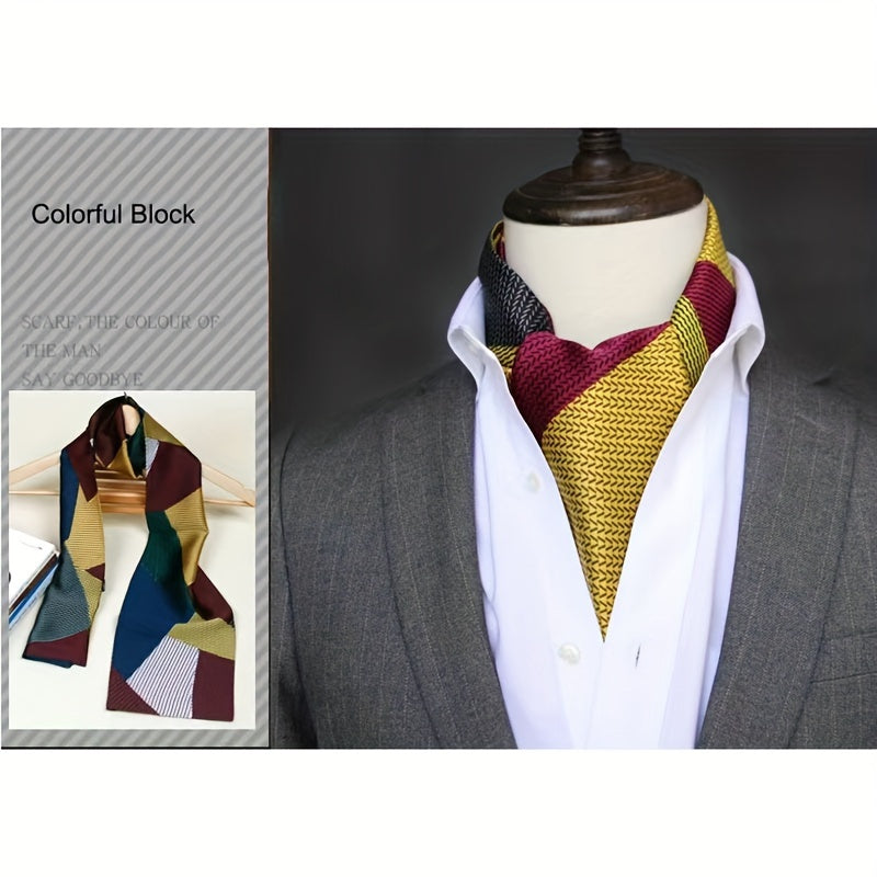 Stylish Men's Scarves: British Vintage Suit Shirt Twill Scarf with Printed Double-layer for Business - Unisex Wraps