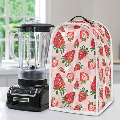 Protect your kitchen appliances in style with a 1pc Strawberry-Themed Blender Dust Cover. This cover comes with a convenient top handle, making it easy to remove and put on. It is anti-fingerprint and pink in color, adding a touch of fun to your kitchen.