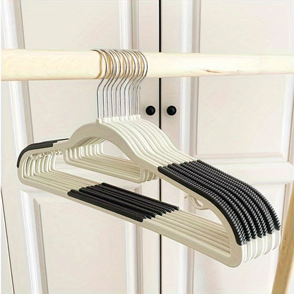 Set of 20 White Plastic Non-Slip Clothes Hangers featuring Wide Shoulders - Sturdy and Space-Saving for Organizing Your Closet, Perfect for Home