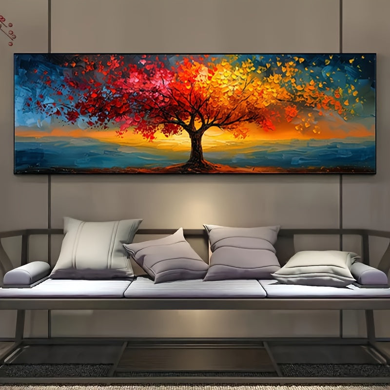 Large Tree of Life Canvas Print - Abstract Wall Art for Modern Home Decor, Geometric Patterns, Ideal for Various Rooms - Frameless