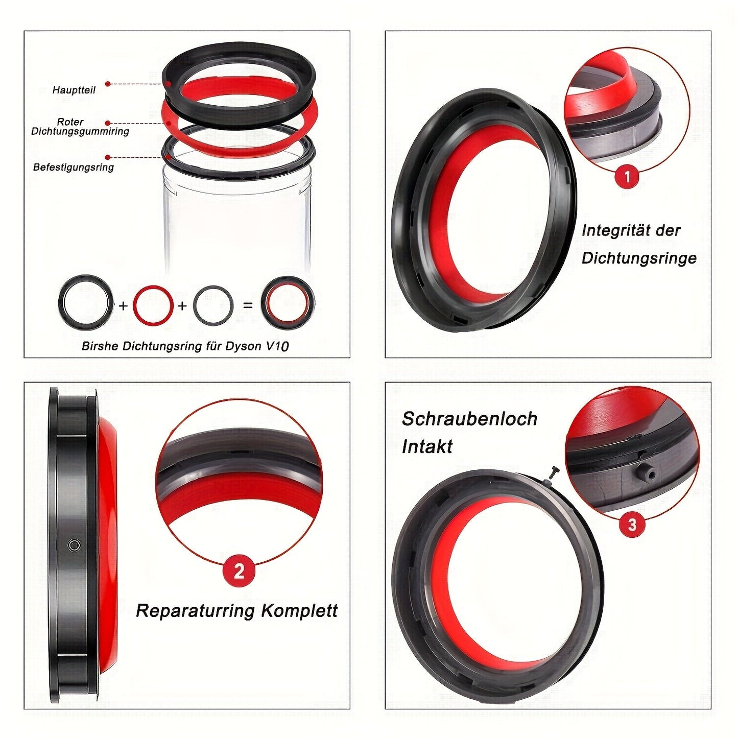 Replacement part for Dyson Cyclone V10 SV12 vacuum cleaner - Dust bin top fixed sealing ring. Compatible with 1 piece of dust bucket/dirt cup bin parts. Includes accessories for replacements.