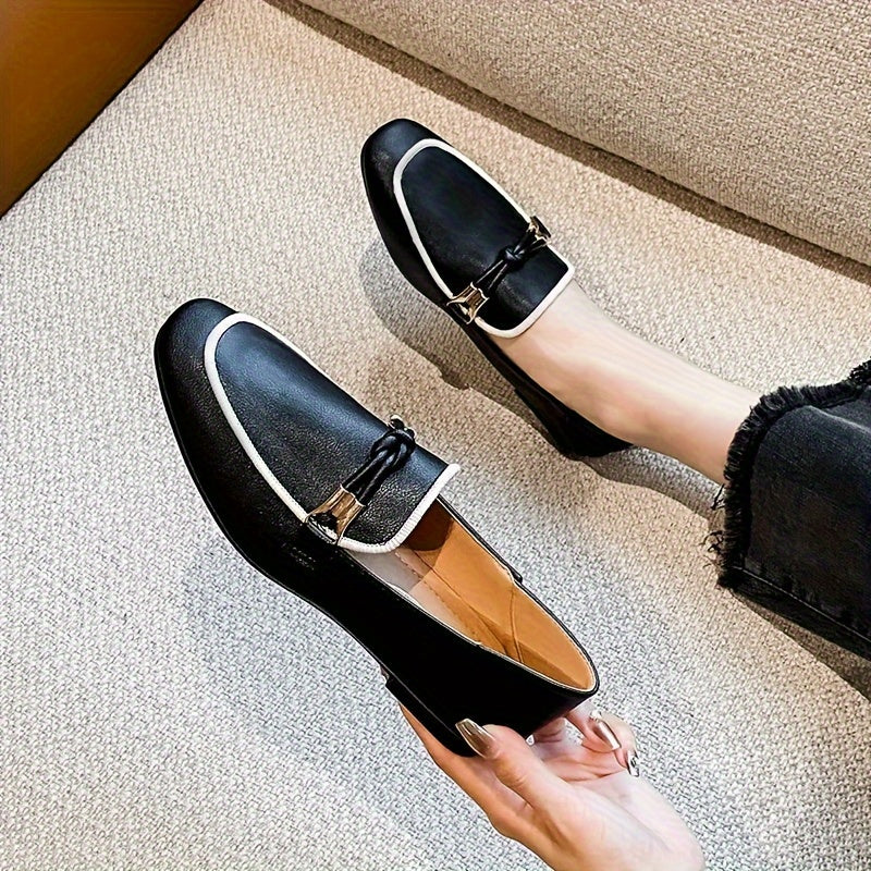 Stylish Women's Slip-On Loafers - Square Toe, Lightweight Flats in Solid Colors