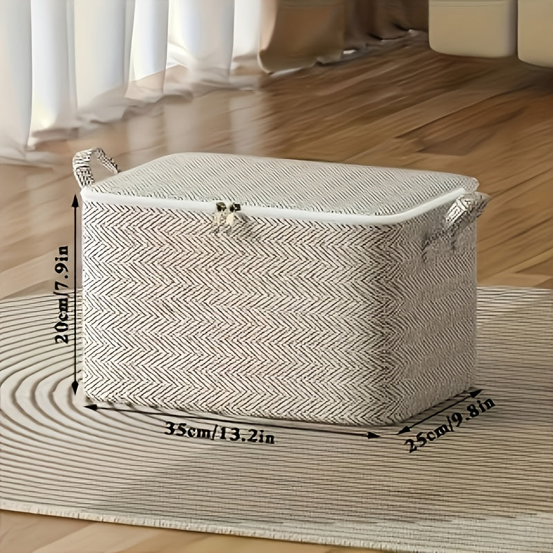 XL Polyester Canvas Storage Bin with Lid, Waterproof, Versatile Design for Home Organization.