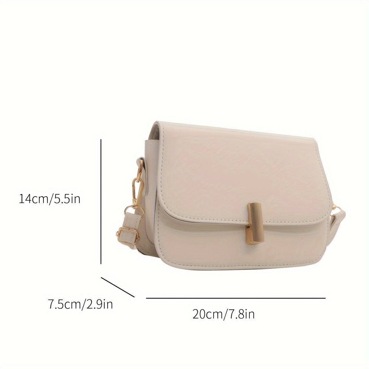 Casual PU crossbody bag for women with adjustable strap, solid color, turn-lock closure, lightweight handbag with French stick lock design at origin Baigou.