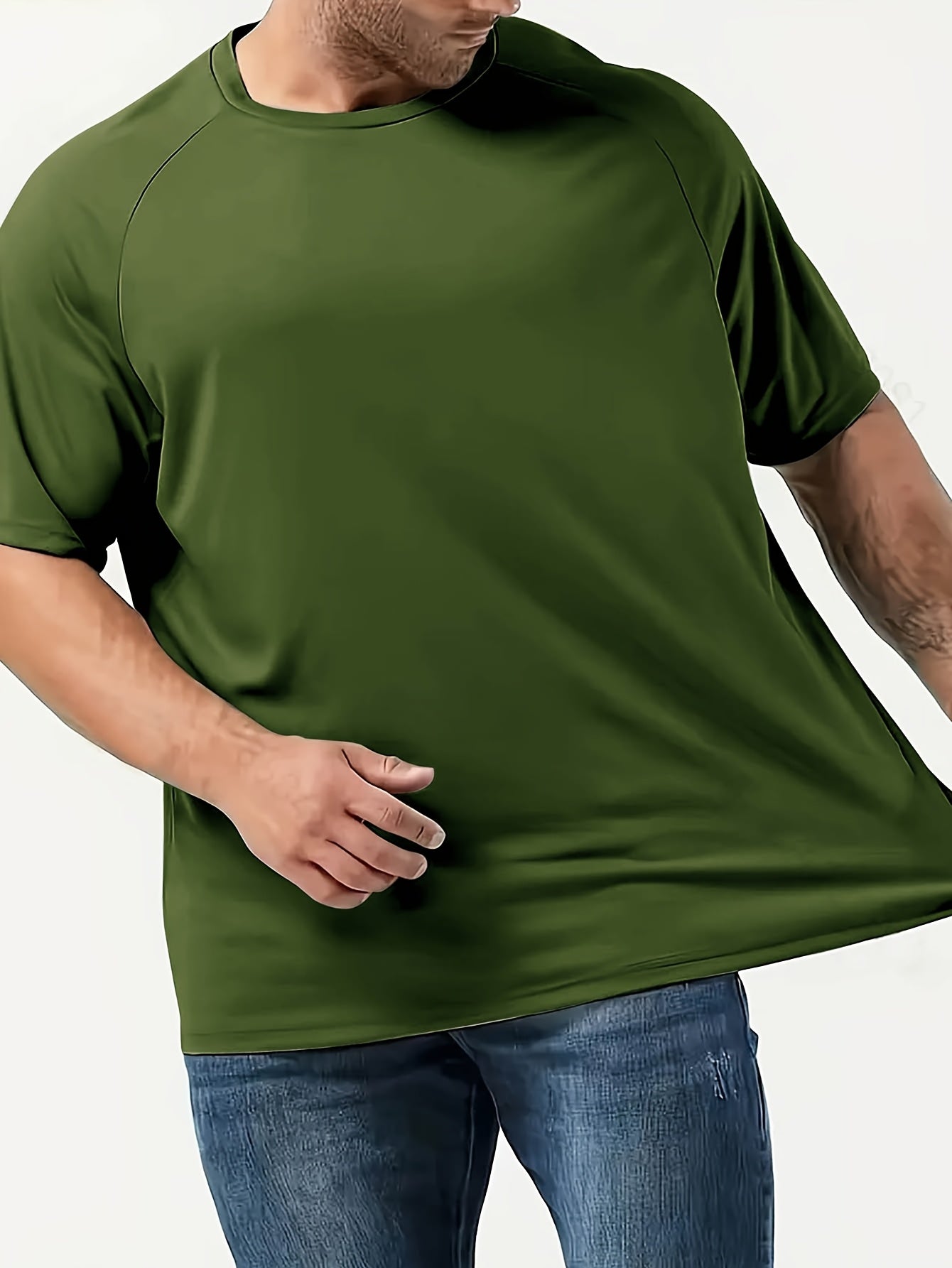 Three large solid short-sleeve sports t-shirts for men, versatile for outdoor activities and leisure, plus size