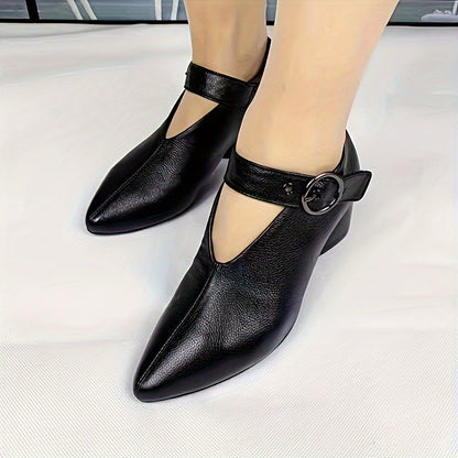 Ladies' summer ankle strap heels with pointed toe and buckle closure