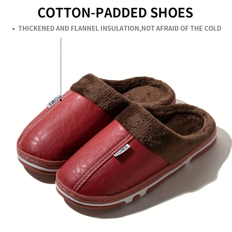 Men's cozy house slippers with anti-skid sole and fuzzy lining for indoor wear in autumn and winter.