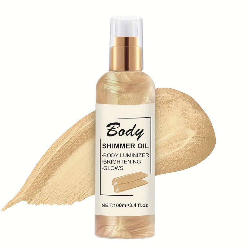 100ml Body Shimmer Oil with Golden Bronze Glow, Moisturizing and Illuminating, Suitable for All Skin Types