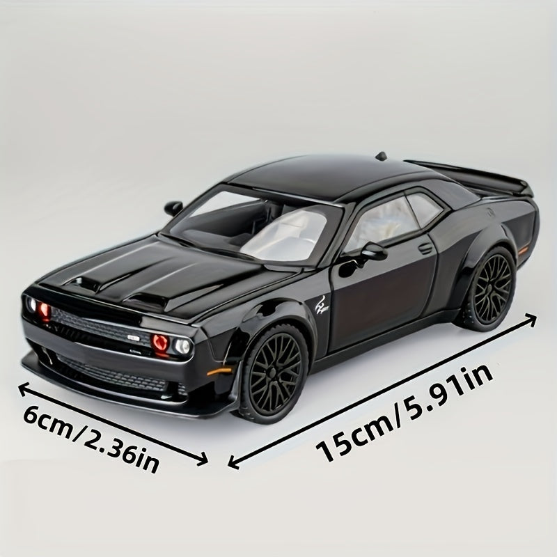 Black diecast metal sports car model with sound & light - ideal winter toy gift for kids.