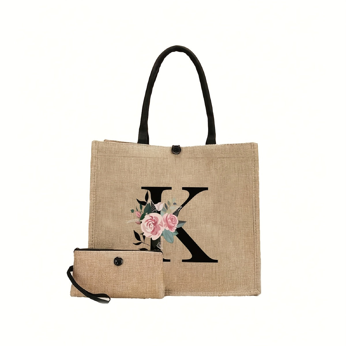 New design linen handbag with large capacity for multiple uses: travel makeup, teacher tote, shopping bag. Perfect gift for women and teachers. Ideal choice for casual storage and shopping.