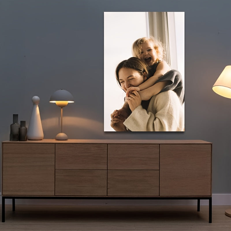 Create a unique custom framed canvas print of your family photo, personalized to suit your style. This UV-printed poster is perfect for adding a personal touch to any living room, bedroom, or office decor.