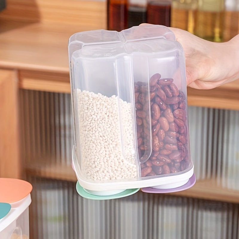 Moisture-Proof Cereal Jar with Divided Compartments - Ideal for Organizing Kitchen Pantry