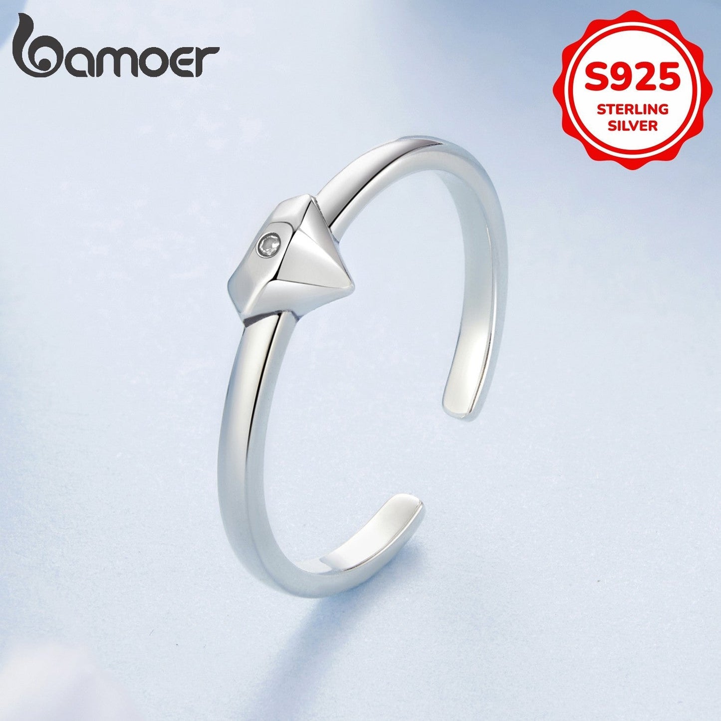 A stunning adjustable open ring for women featuring classic simple style, made from 2.6g of high-quality S925 sterling silver with a beautiful cubic zirconia accent. Perfect for both daily wear and special occasions, this elegant piece makes a wonderful