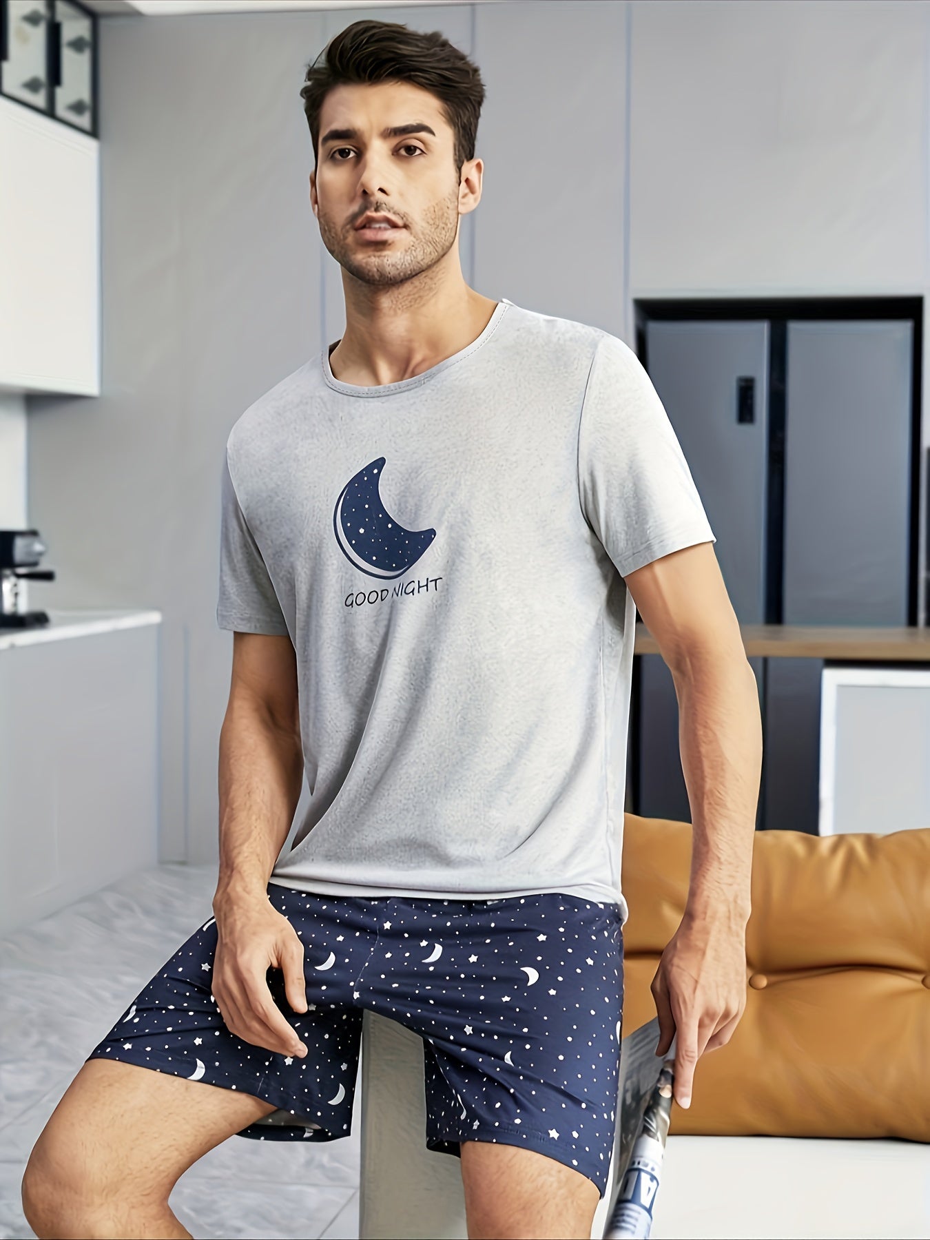 Men's Casual Set with Double Short Starry Sky Pajama