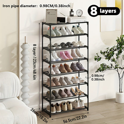 1-piece Easy to Assemble Multi-Tier Shoe Rack for Durable and Efficient Shoe Storage in Entryway, Hallway, Bedroom, Living Room, Home, or Dorm - Available in 2-8 Layers