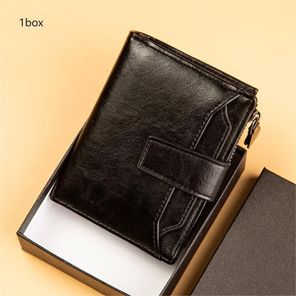 Men's Faux Leather Short Wallet with Retro Multi Card Slots