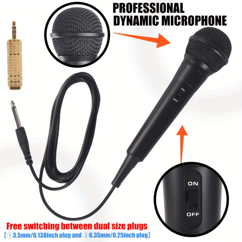 Wired Dynamic Microphone Set with 6.35mm Jack for various uses - Black color