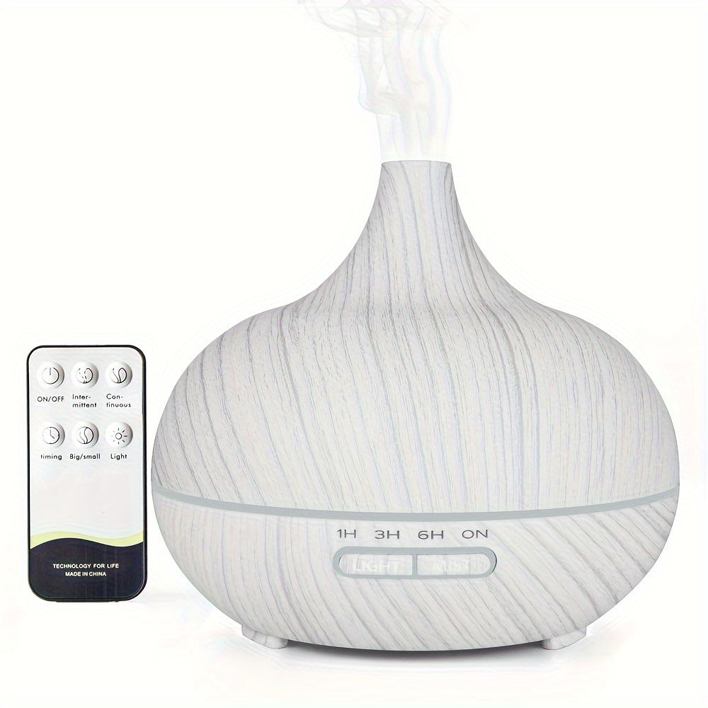 550ml Ultrasonic Essential Oil Diffuser with Remote, USB Powered, Auto-Off Timer, Nightlight, Power Failure Protection, Atomization Mode; for Large Room Home Use.