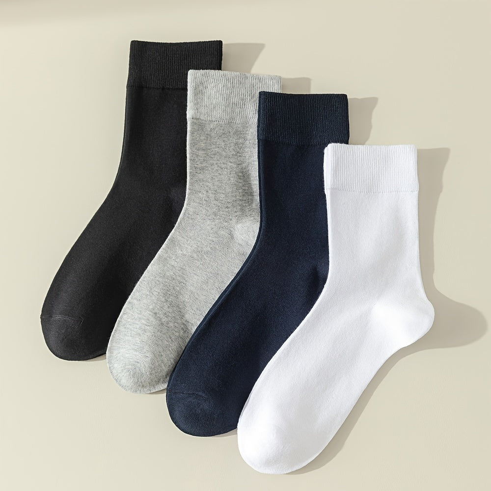 6 pairs of unisex cotton crew socks with loose-mouthed design for breathability and sweat absorption, offering soft and comfortable wear for both men and women. Trendy for business or