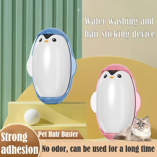 1pc Cute Penguin Reusable Pet Hair Remover Roller - Washable, Strong Adhesion for Cat & Dog Fur on Clothes and Furniture