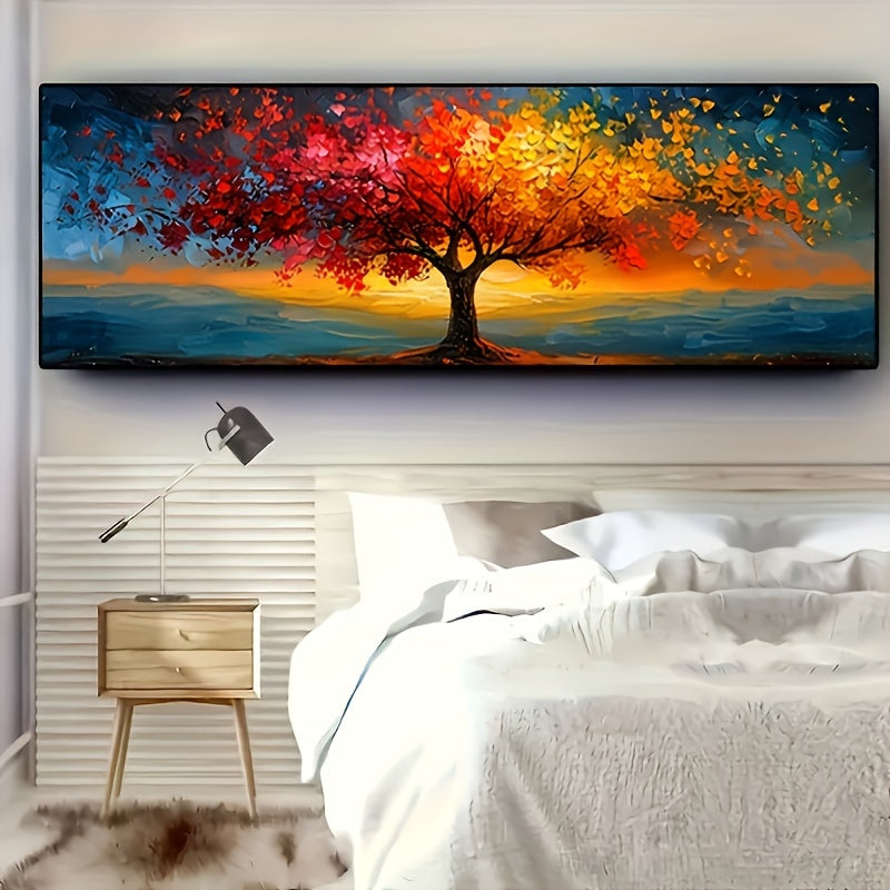 Large Tree of Life Canvas Print - Abstract Wall Art with Geometric Patterns, Frameless, Suitable for Modern Home Decor in Living Room, Bedroom, Office, and Bathroom.