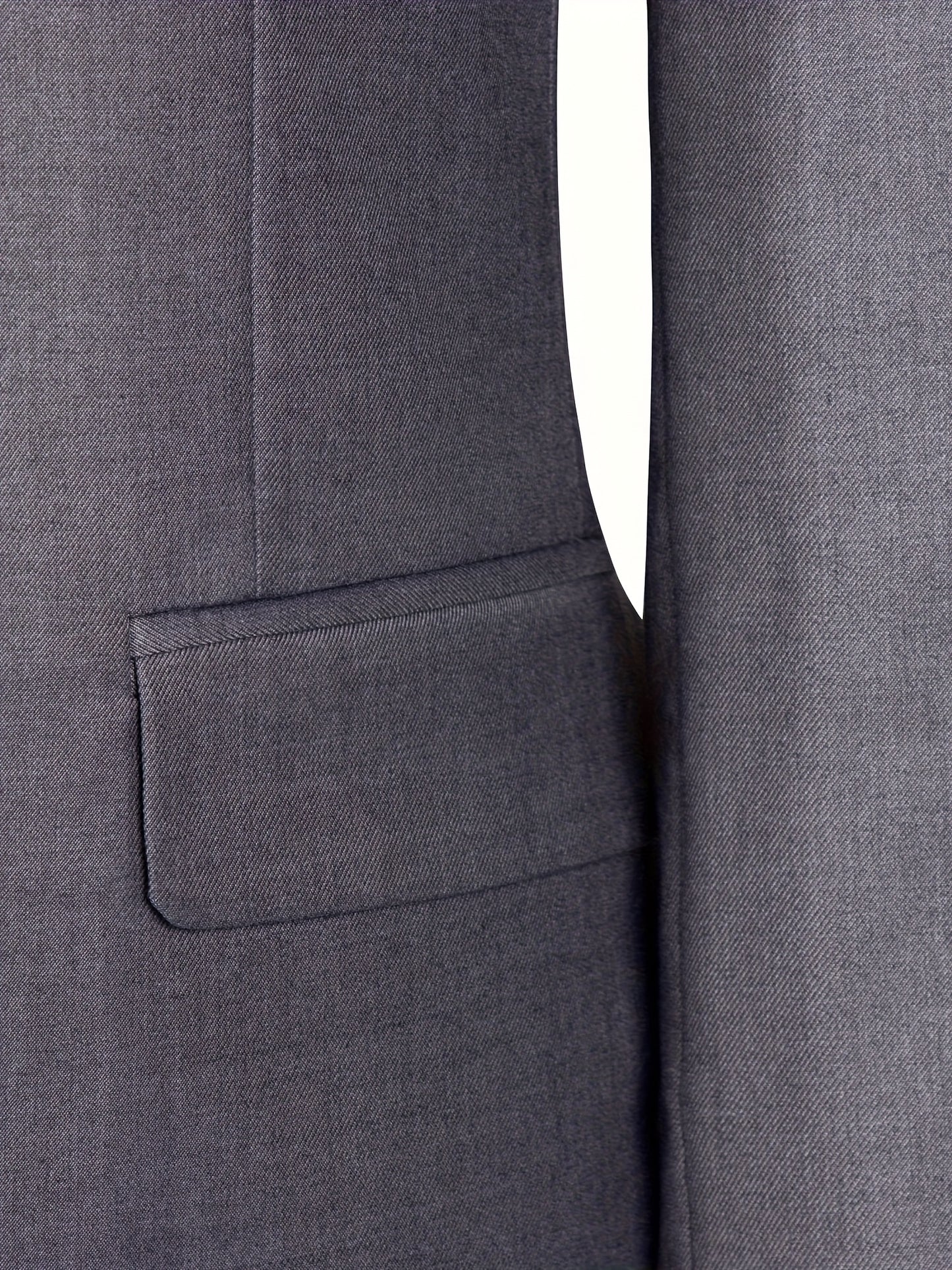 Three-piece men's business suit set includes jacket, vest, and trousers (shirt and tie not included).