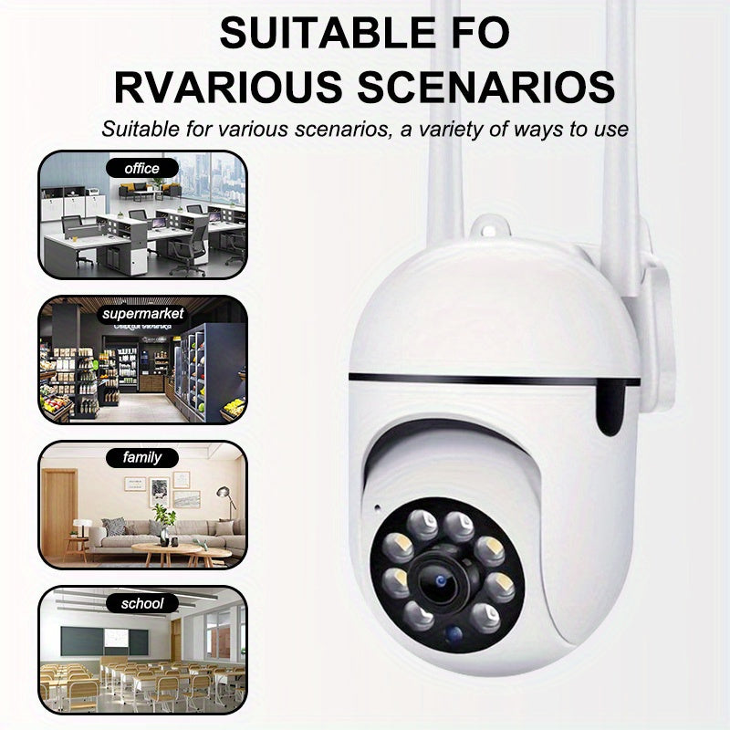 Indoor PTZ Security Camera with 1080P HD Resolution, 360 Panoramic View, Two-Way Audio, Motion Detection, Active Defense Alert, App Remote Control, Wall Mountable, USB Powered, Android Compatibility.