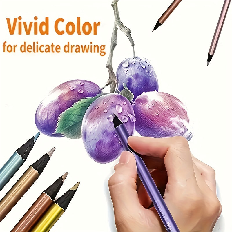 12-piece metal color pencil set for adult painting and coloring books.