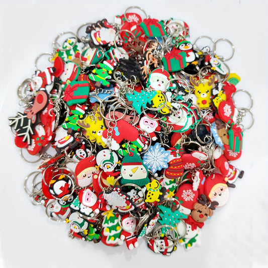 Top Pick: Set of 45 Christmas Cartoon Keychains, Assorted PVC Designs - Perfect for Party Favors and Back-to-School Gifts