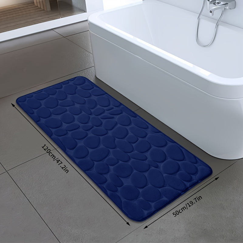 Quick-Dry Pebble Bath Mat, Thick Non-Slip Sponge Floor Mat for Bathroom, Machine Washable, Soft Coral Fleece - Ideal for Home Decor in Kitchen, Laundry Room, Bedroom, and Bathroom.