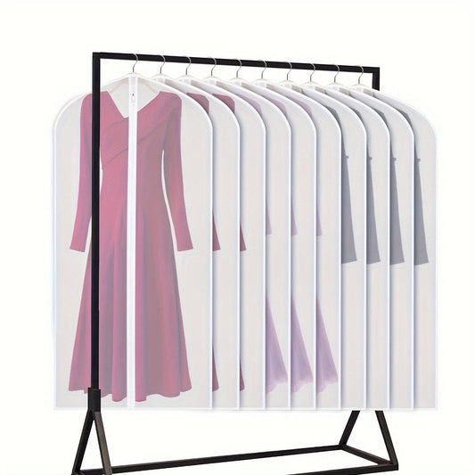 Dust-Proof Garment Bags Set of 10 for Long Dresses, Suits, and Coats - Zippered Closure, No Hooks Required - Closet Storage Solution with Protection