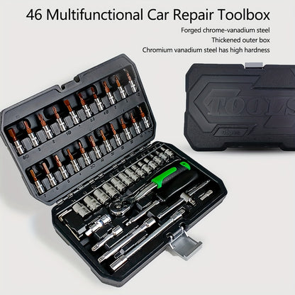 46/121/150/216pcs Steel Tool Set for Home, Garage, Car, Motorcycle, Bicycle. Uncharged, battery not included. Comes in 4 combinations, ideal gift for father.