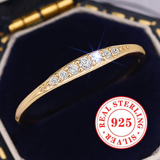 Simple S925 Sterling Silver Eternal Ring with Zirconia - 1 Gram, perfect for Ladies' Wedding or Engagement. This romantic piece of jewelry is suitable for any occasion, whether it be a wedding, party, or daily wear. Add an elegant touch to your outfit