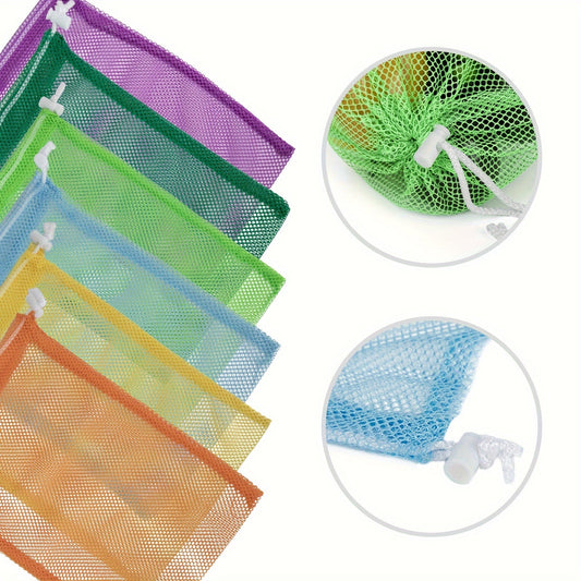 Mesh produce bags that are reusable and ideal for keeping fruits and vegetables organized.