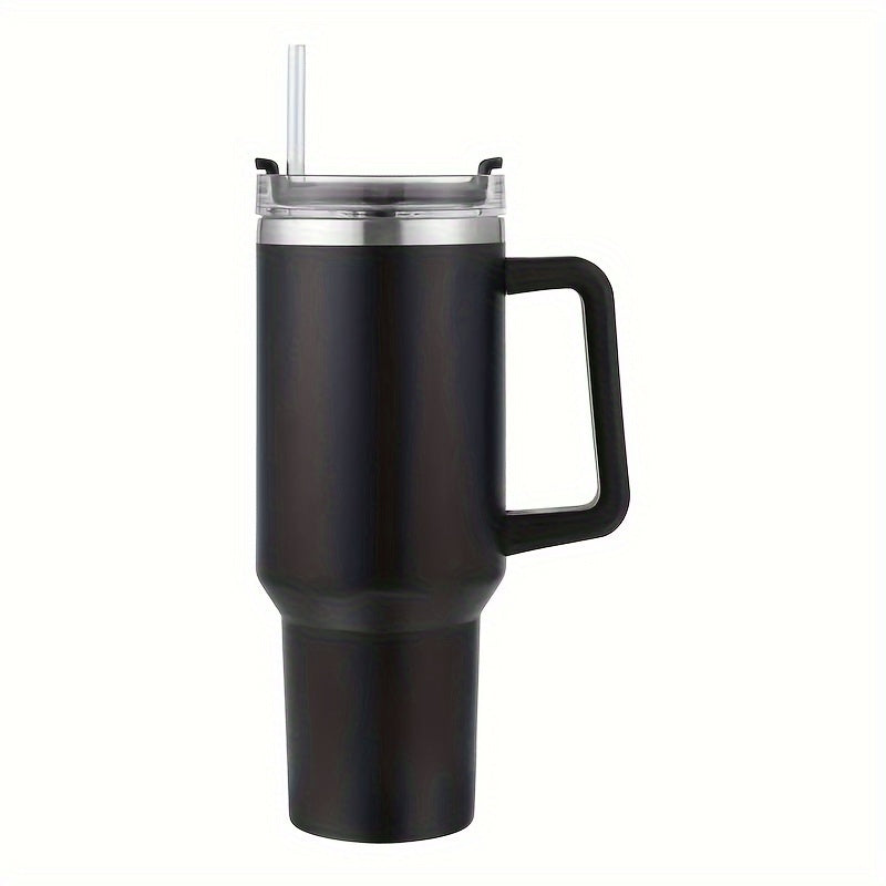 XIAYUTIAN's 40oz stainless steel tumbler is insulated and comes with a handle and straw lid. It is great for both hot and cold drinks and is leak-proof, making it perfect for travel and outdoor activities. It is also a great gift option.