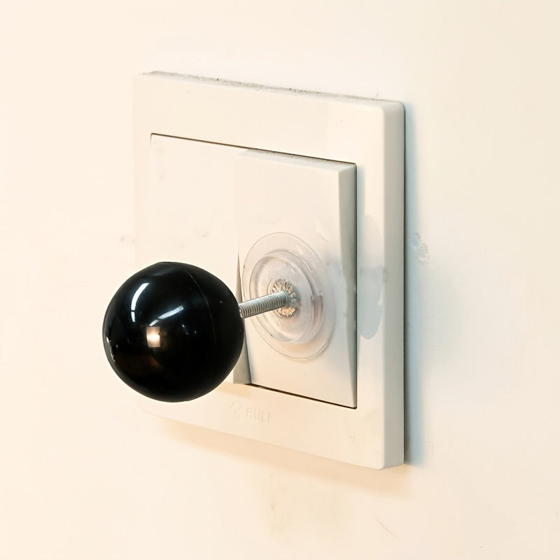 Modern lever ball switch sticker for light switch, drawer handle, toilet pusher - no battery needed, easy stick-on design.