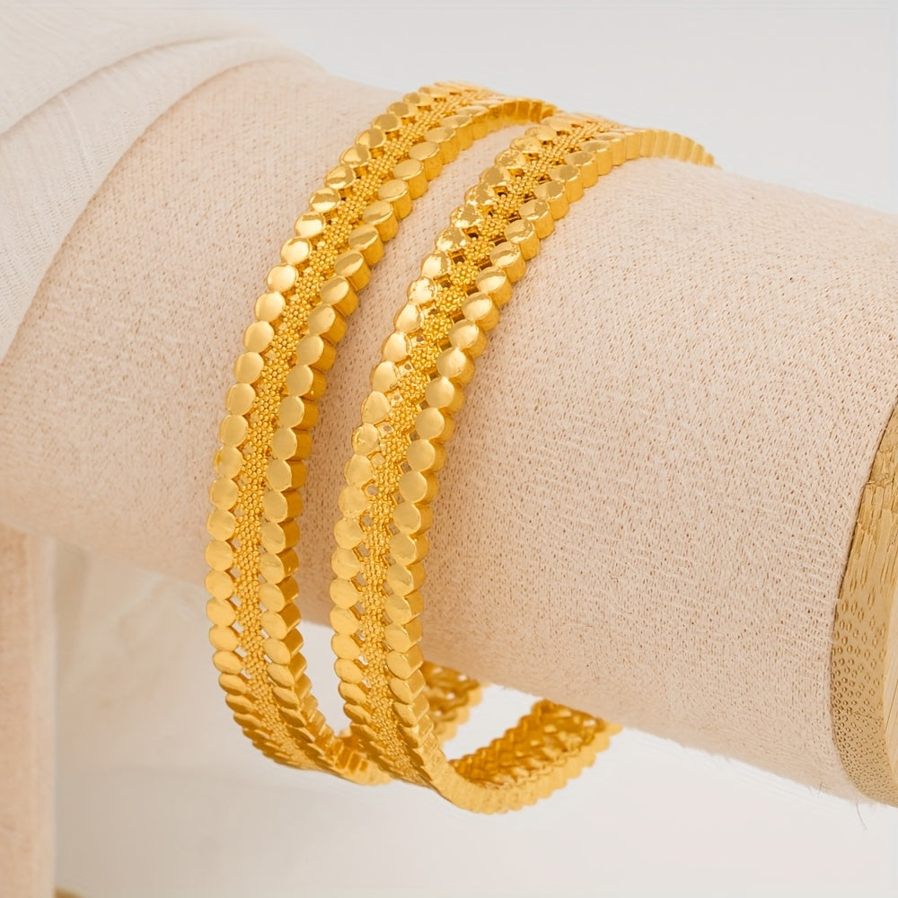 A set of four bangles inspired by Dubai fashion, designed for women who want to exude a sexy and vacation-ready style. Made from high-quality alloy material, these bangles are ideal for parties, holidays, and even Thanksgiving Day. Versatile enough to be