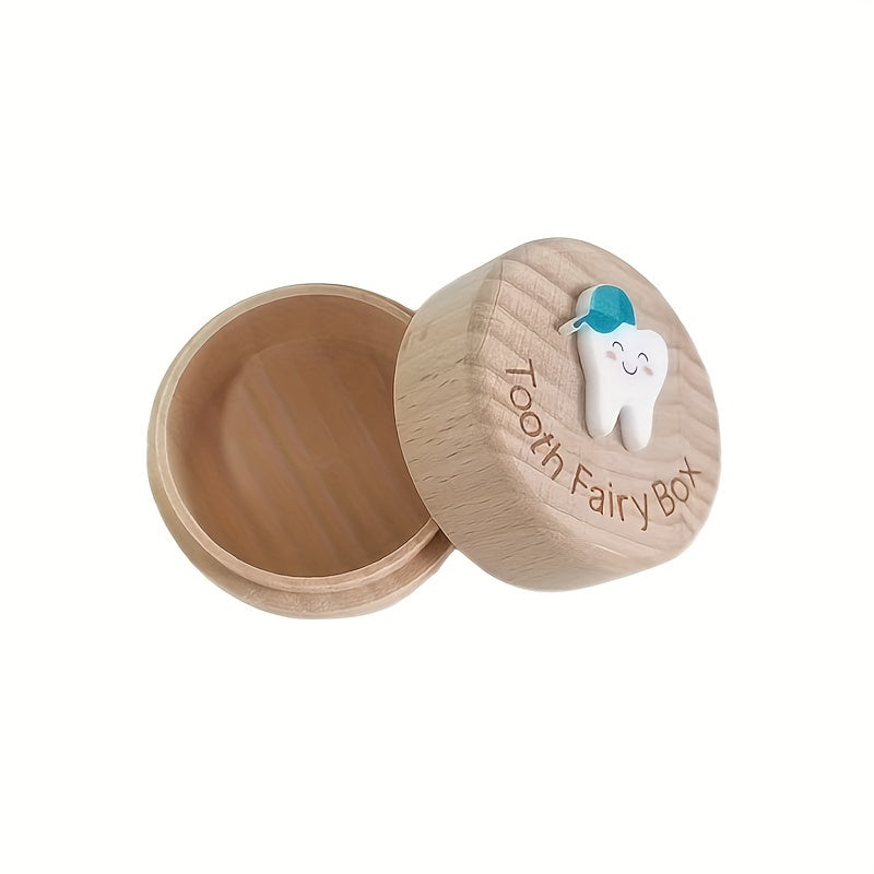 Children's Tooth Fairy Keepsake Box - Unisex Milk Teeth Storage Organizer made of natural wood. This Crude Wood box is perfect for storing your child's lost teeth. Suitable for ages 14 and up.