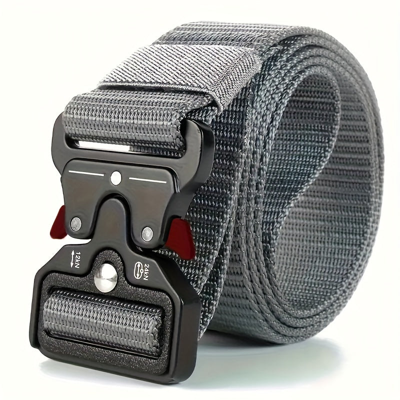 Outdoor training belt with plastic safety buckle, suitable for men and women, non-metallic leisure waist belt.