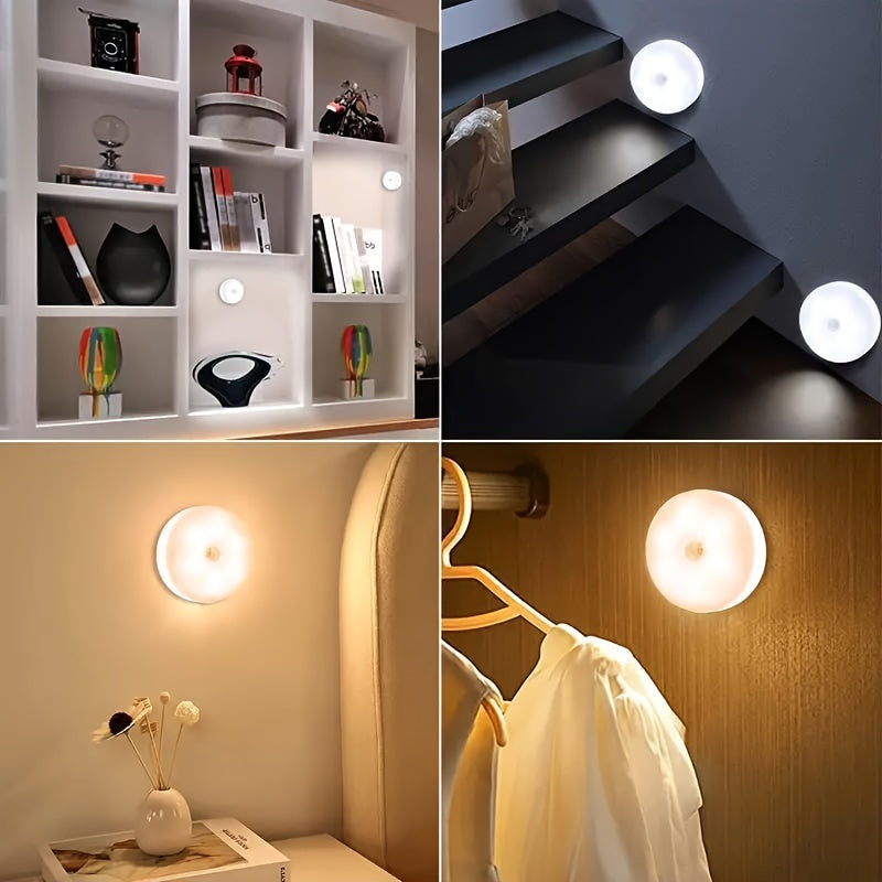 1/3 Magnetic LED Motion Sensor Night Light - Rechargeable, Energy-Saving for Bedroom, Wardrobe, Cabinet