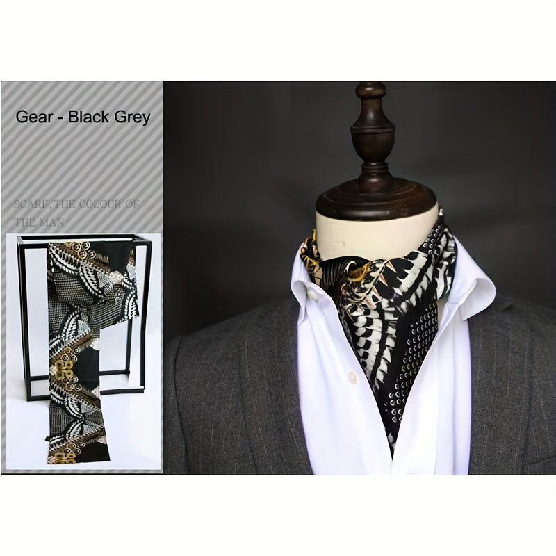 Stylish Men's Scarves: British Vintage Suit Shirt Twill Scarf with Printed Double-layer for Business - Unisex Wraps