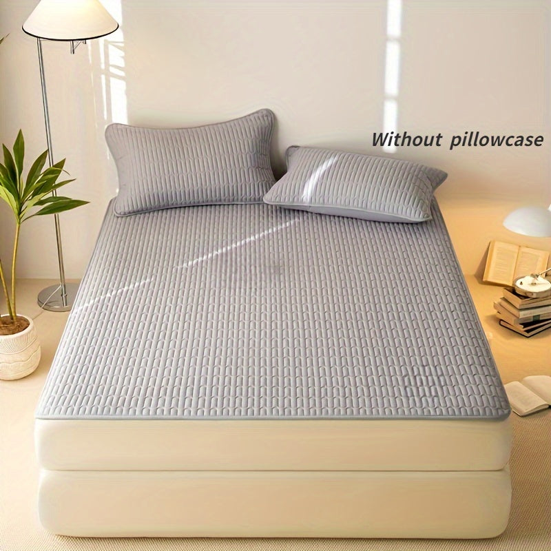 Ultra-Thin Mattress Pad with Waterproof Protection - Sleek Solid Color Design, Ideal for Bedroom & Dorm Use, Suitable for Single to Double Beds, Hand Wash Recommended - Pillowcase Sold Separately