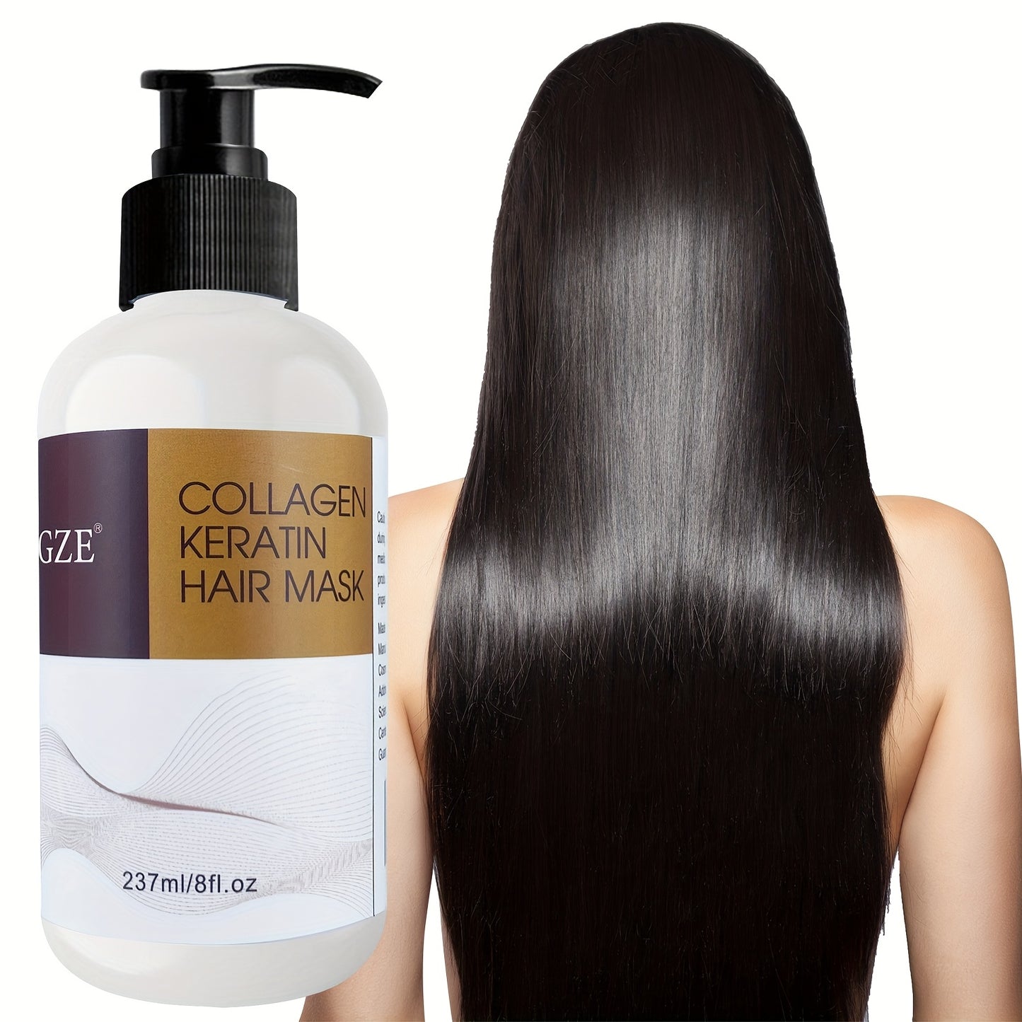 Маска для волос GZE Collagen Keratin глубоко увлажняет сухие волосы с помощью масла арганы, кокосового масла и масла ши.